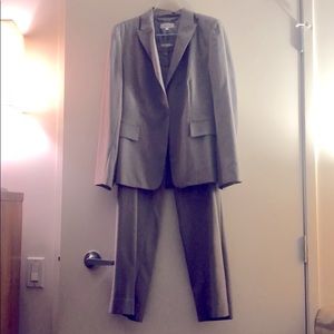 Grey light blue pinstripe pant suit